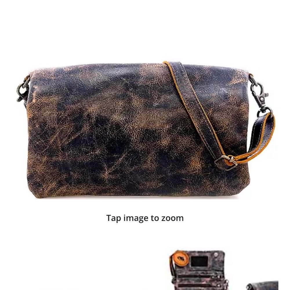 Bed Stu Cadence wristlet/crossbody bag in black handwash color (black distress).